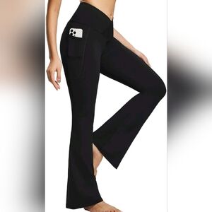 BALEAF Women's Flare Leggings Crossover Yoga PantsHigh Waist Casual Medium Tall